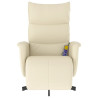 Sillón reclinable masaje con reposapiés cuero sintético crema 3
