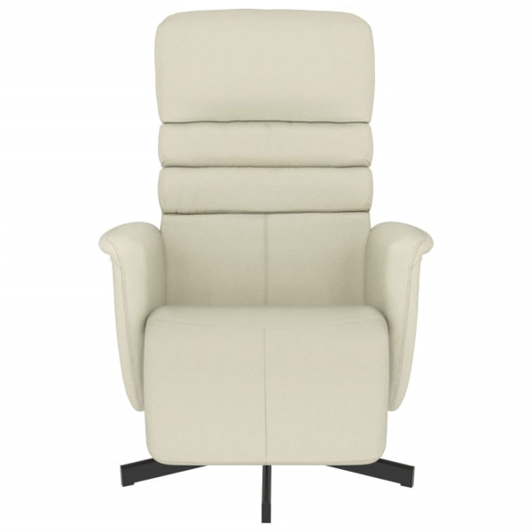 Sillón reclinable con reposapiés cuero sintético color crema M 3