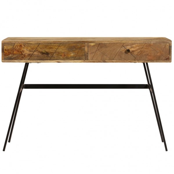 Mesa de escritorio con cajones madera mango maciza 110x50x76 cm M 5