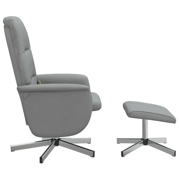 Sillón reclinable de masaje con reposapiés tela gris claro M 4