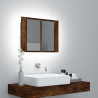 Armario con espejo LED madera roble ahumado 60x12x45 cm 1