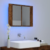 Armario con espejo LED madera roble ahumado 60x12x45 cm 3