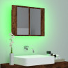 Armario con espejo LED madera roble ahumado 60x12x45 cm 5