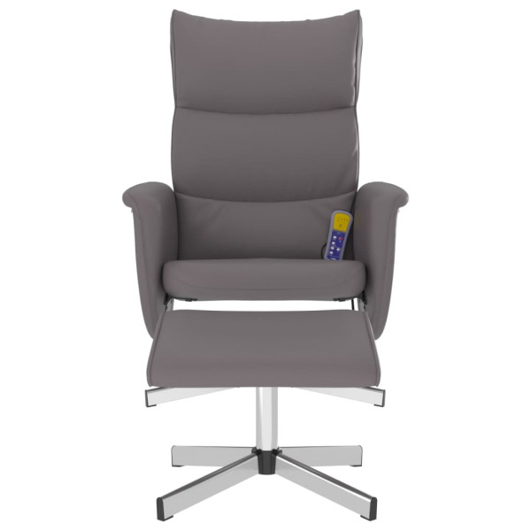 Sillón de masaje reclinable con reposapiés cuero sintético gris M 3