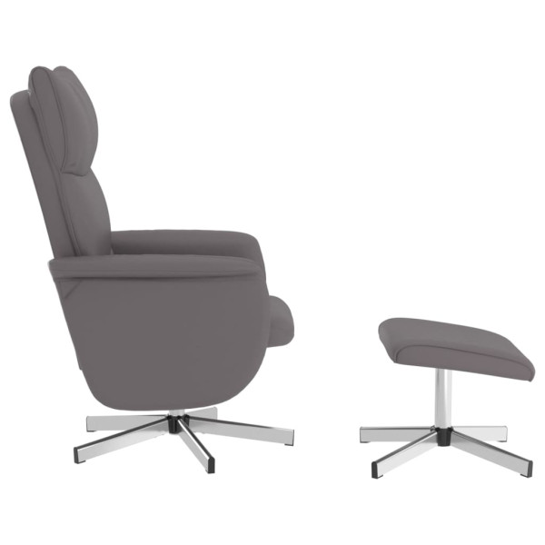 Sillón de masaje reclinable con reposapiés cuero sintético gris M 4