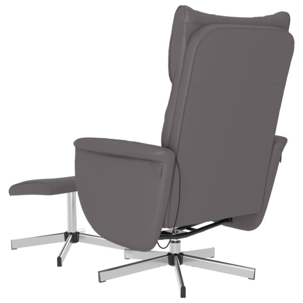 Sillón de masaje reclinable con reposapiés cuero sintético gris M 5