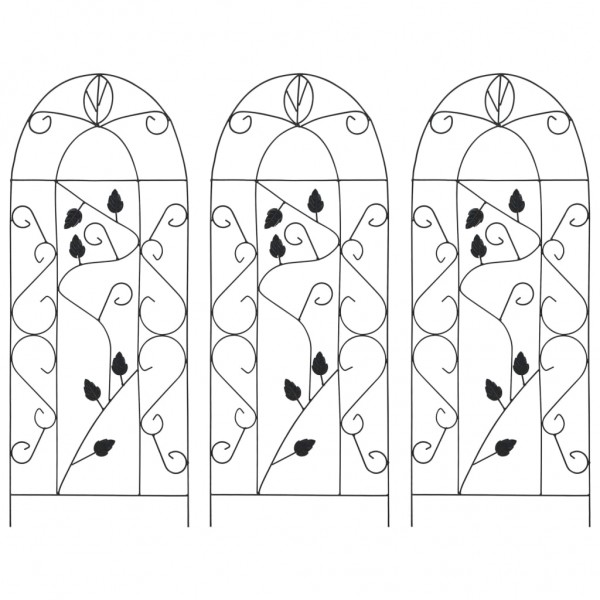 Soporte para plantas trepadoras 3 uds hierro negro 40x100 cm D