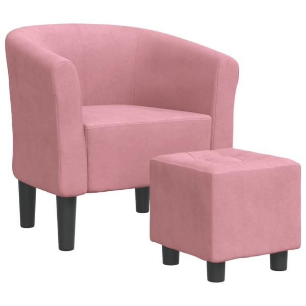 Sillón con taburete terciopelo rosa M 2