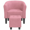 Sillón con taburete terciopelo rosa 3