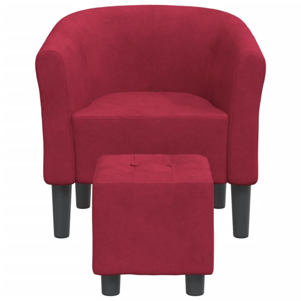 Sillón con taburete terciopelo rojo tinto M 3