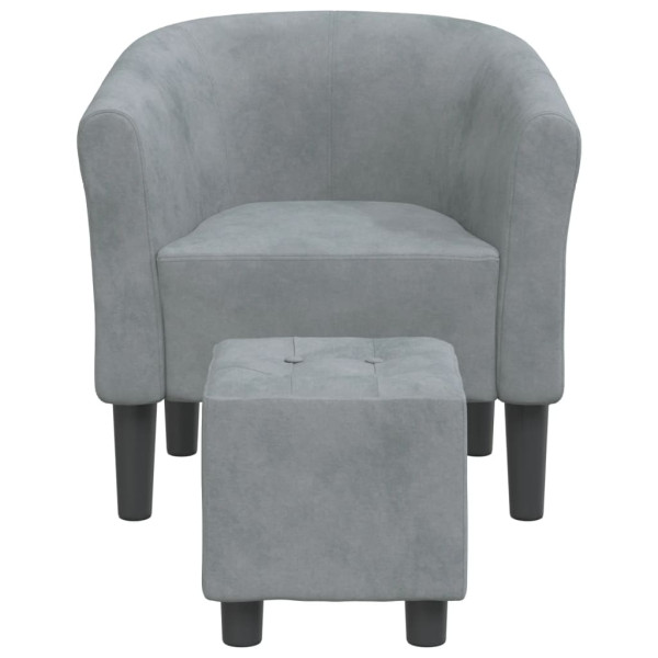 Sillón con taburete terciopelo gris oscuro M 3