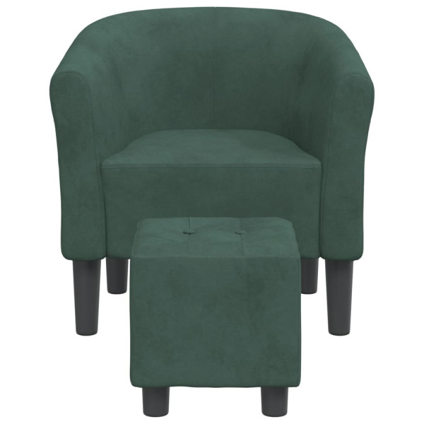 Sillón con taburete terciopelo verde oscuro M 3