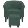 Sillón con taburete terciopelo verde oscuro 3