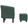 Sillón con taburete terciopelo verde oscuro 4