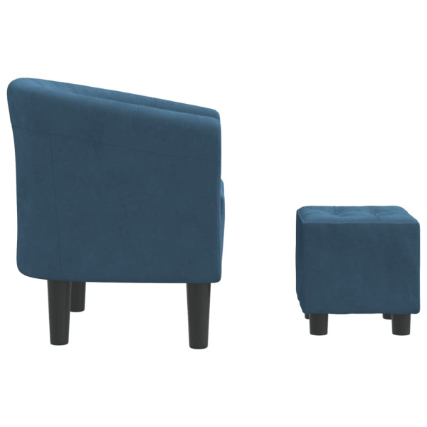 Sillón con taburete terciopelo azul oscuro M 4