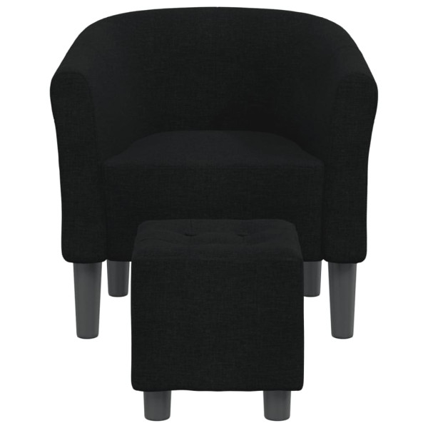 Sillón con taburete tela negra M 3
