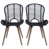 Cadeiras de jantar 2 pcs vime genuíno preto 2