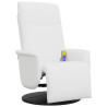 Sillón reclinable masaje con reposapiés cuero sintético blanco 2