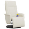 Sillón reclinable masaje con reposapiés cuero sintético crema 2