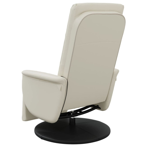 Sillón reclinable masaje con reposapiés cuero sintético crema M 5