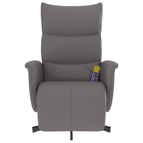Sillón reclinable de masaje con reposapiés cuero sintético gris M 3