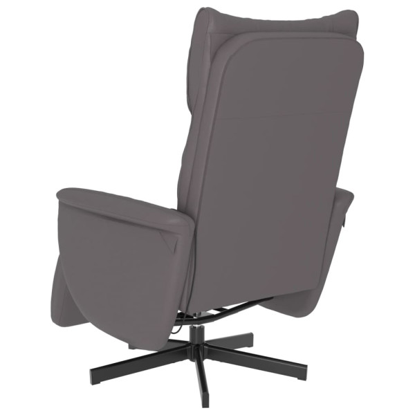 Sillón reclinable de masaje con reposapiés cuero sintético gris M 5