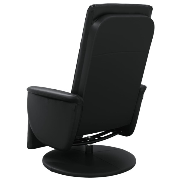 Sillón reclinable masaje con reposapiés cuero sintético negro M 5