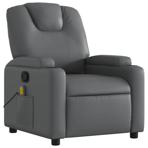 Sillón de masaje reclinable cuero sintético gris M 3