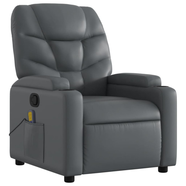 Sillón de masaje reclinable cuero sintético gris M 3