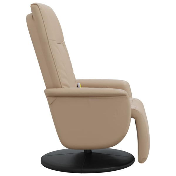 Sillón reclinable masaje reposapiés cuero sintético capuchino M 4