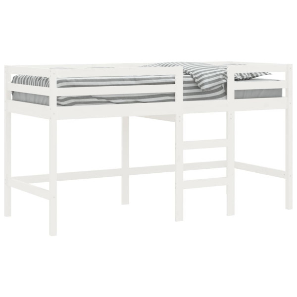 Cama alta de niños con escalera madera maciza blanca 90x200 cm M 3