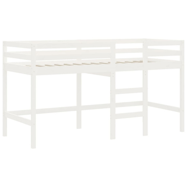 Cama alta de niños con escalera madera maciza blanca 90x200 cm M 4