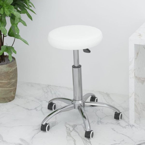 Silla de oficina giratoria de cuero sintético blanco D