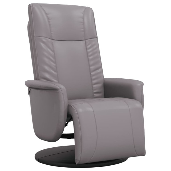 Sillón reclinable con reposapiés cuero sintético gris M 2