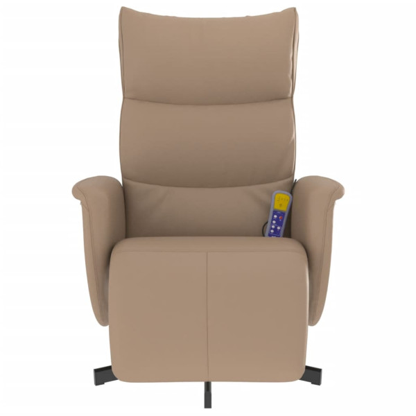 Sillón reclinable masaje reposapiés cuero sintético capuchino M 3