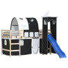 VidaXL Cortinas para cama elevada com túnel e torre branco e preto 4