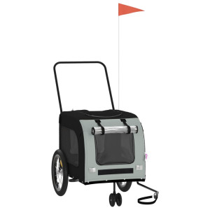 Reboque bicicleta p/ animais tecido oxford/ferro preto e cinza H