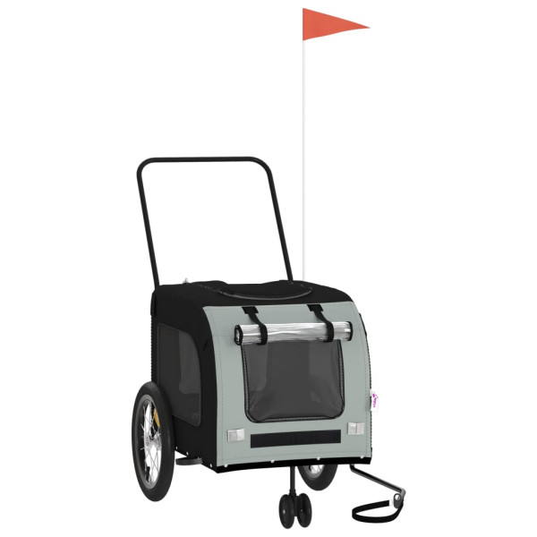 Reboque bicicleta p/ animais tecido oxford/ferro preto e cinza M 2