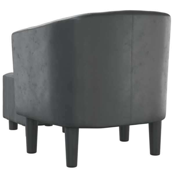 Sillón con taburete cuero sintético gris M 5