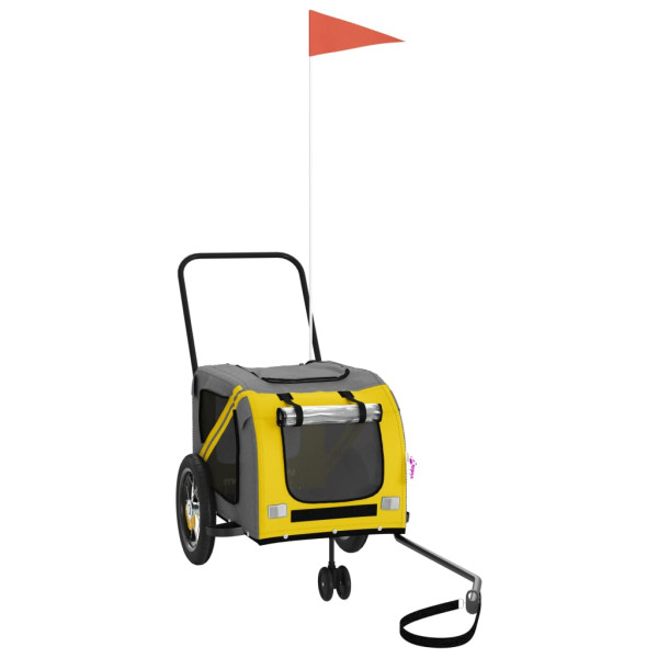 Reboque bicicleta p/ animais tecido oxford/ferro amarelo/preto M 2