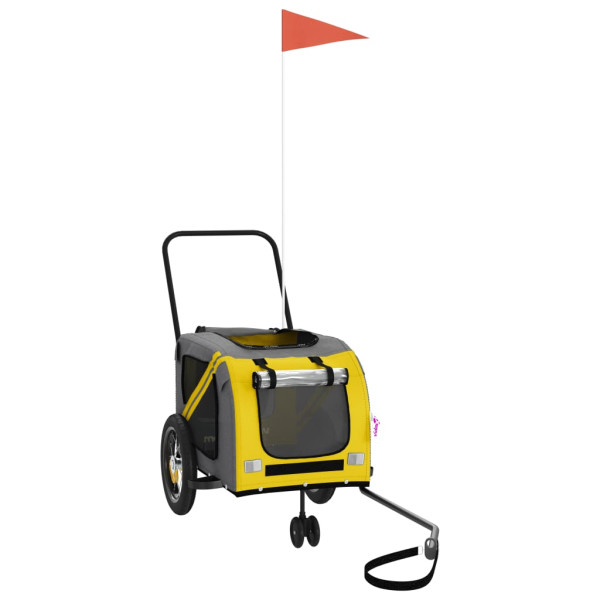 Reboque bicicleta p/ animais tecido oxford/ferro amarelo/preto M 3