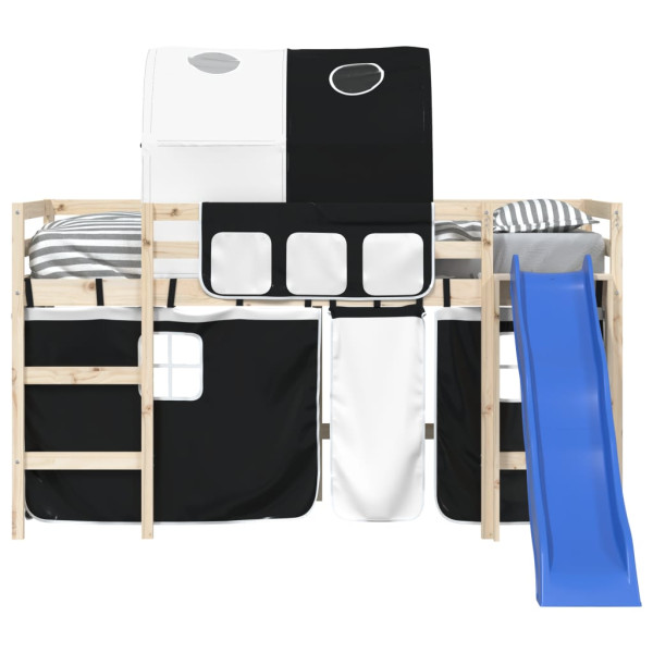 Cortinas para cama elevada com túnel poliéster branco e preto M 5