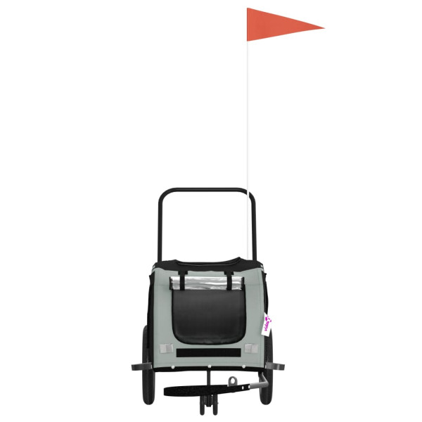 Remolque de bicicleta para perros hierro tela Oxford gris negro M 4