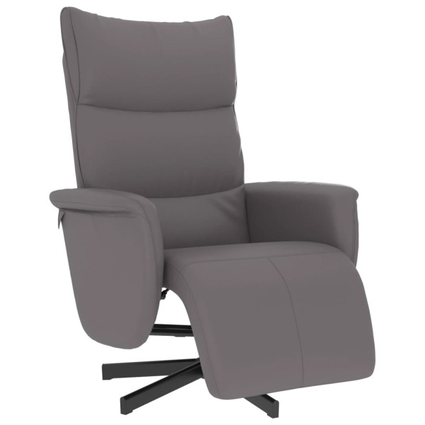 Sillón reclinable con reposapiés cuero sintético gris M 2