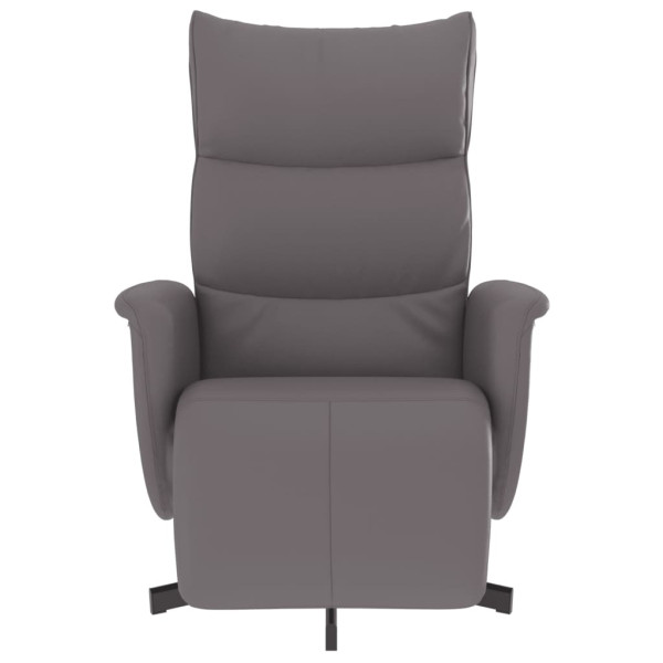 Sillón reclinable con reposapiés cuero sintético gris M 3