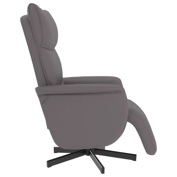 Sillón reclinable con reposapiés cuero sintético gris M 4