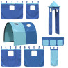 VidaXL Cortinas para cama elevada com túnel e torre azul 3