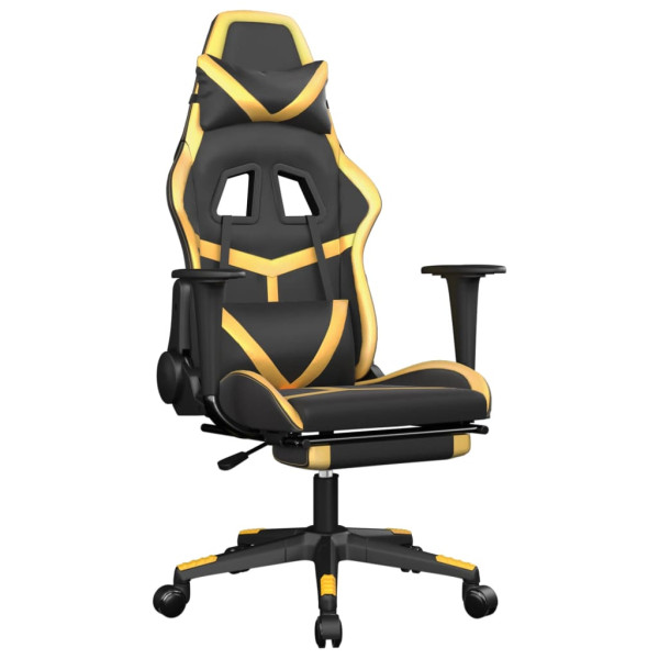 Cadeira gaming massagens c/ apoio pés couro artif. Ouro/Preto M 2