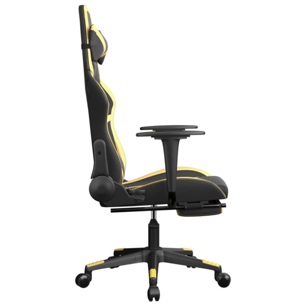 Cadeira gaming massagens c/ apoio pés couro artif. Ouro/Preto M 5