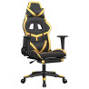 Silla gaming con reposapiés cuero sintético negro dorado 2